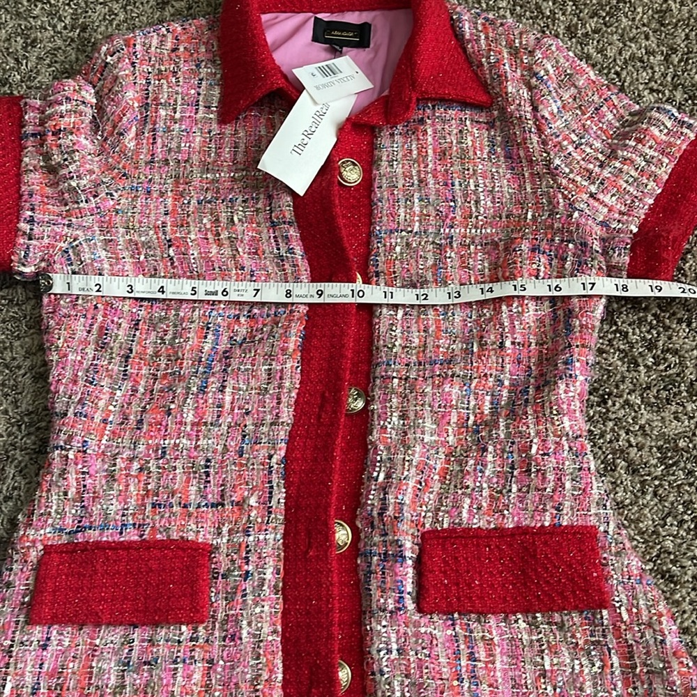 Alexia Admor Red and Pink Tweed Jacket - Picture 7 of 10
